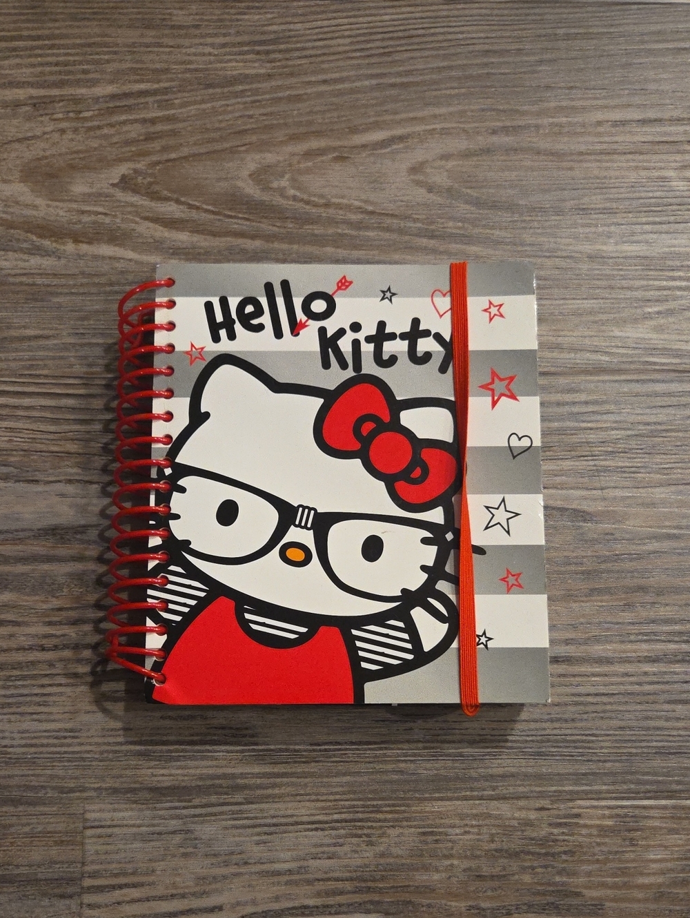 Hello Kitty Red, White & Black Spiral Notebook with Elastic